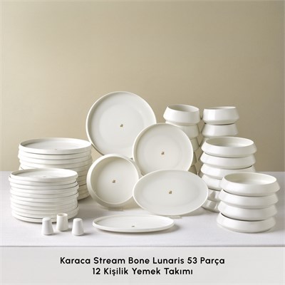Karaca Stream Bone Lunaris Gold Logo 53 Parça 12 Kişilik Yemek Takımı