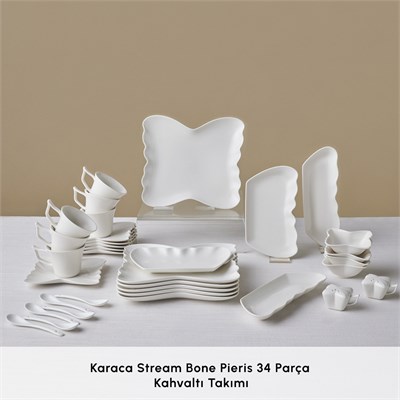 Karaca Stream Bone Pieris 34 Parça 6 Kişilik Kahvaltı Takımı