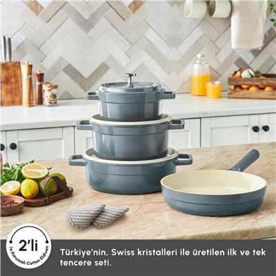 Karaca Swiss Crystal Neocast 7 Parça Döküm Tencere ve Tava Seti