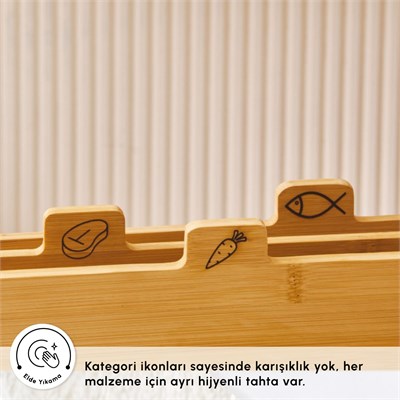Karaca Triple 4 Parça Ayaklı Bambu Kesme Tahtası Seti