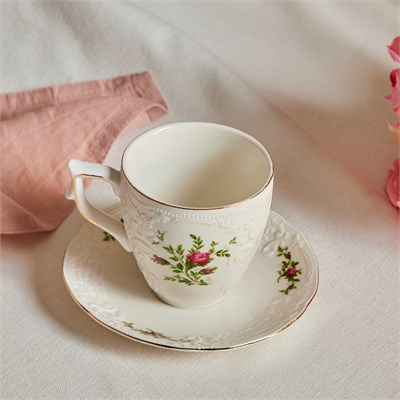 Karaca Vintage Rose Çay Fincanı ve Tabağı 200 ml