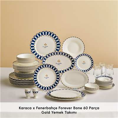 Karaca x Beşiktaş Lisanslı Forever Bone 60 Parça 8 Kişilik Yemek Takımı Platin