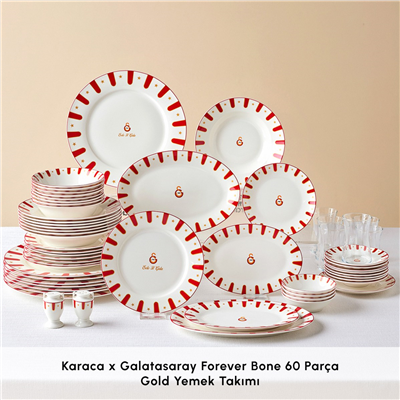 Karaca x Beşiktaş Lisanslı Forever Bone 60 Parça 8 Kişilik Yemek Takımı Platin