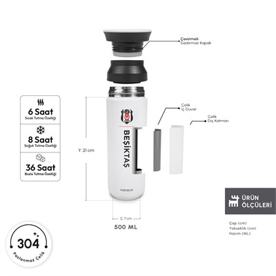 Karaca x Beşiktaş Logo Termos 500 ml