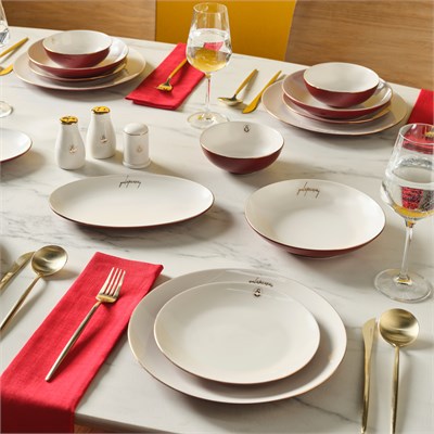 Karaca x Galatasaray Lisanslı Elegance Bone Gold 53 Parça 12 Kişilik Yemek Takımı