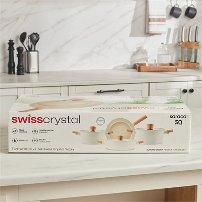 Karaca x Refika Swiss Crystal Almond Cream 7 Parça Tencere ve Tava Seti
