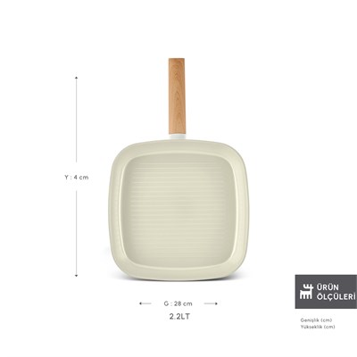 Karaca x Refika Swiss Crystal Almond Cream İndüksiyon Tabanlı 28 cm Grill Tava