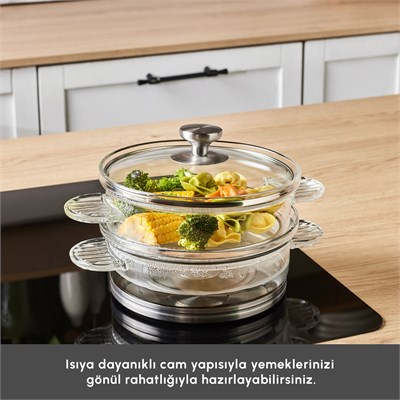 Karaca York Borosilikat Cam Buhar Tenceresi 18 cm