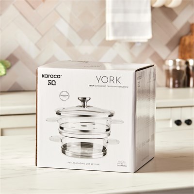 Karaca York Borosilikat Cam Buhar Tenceresi 18 cm