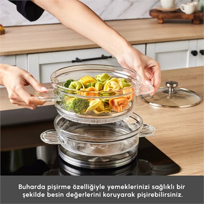 Karaca York Borosilikat Cam Buhar Tenceresi 18 cm