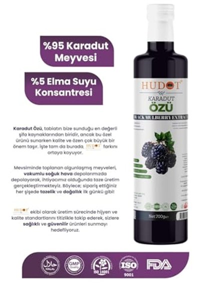 Karadut Özü HUDOT® Premium Gurme –%100 Doğal, Koruyucu & Şeker İlavesiz – 700 g (Cam Şişe) – Doğadan Sofraya Lezzet