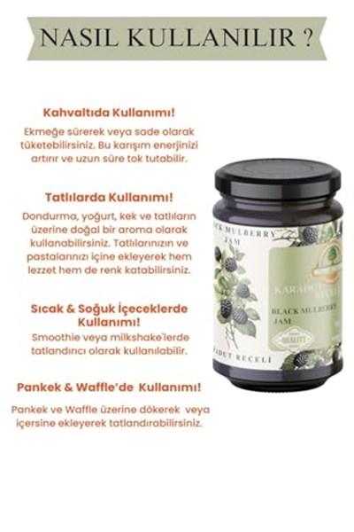 KARADUT REÇELİ DOĞAL KATKISIZ KORUYUCUSUZ HUDOT PREMIUM (% 65 MEYVE)