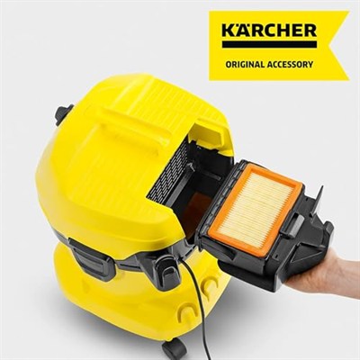 Karcher düz katlamalı filtre, Karcher çok amaçlı elektrikli süpürge WD 4 ila WD 6 arası (hızlı ve konforlu değiştirilebilir, kir teması olmadan, ıslak ve kuru emişi filtre değişimi gerektirmez)