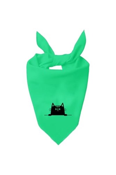 Kare Masum Kedi Tasarım Tek Renk Fular