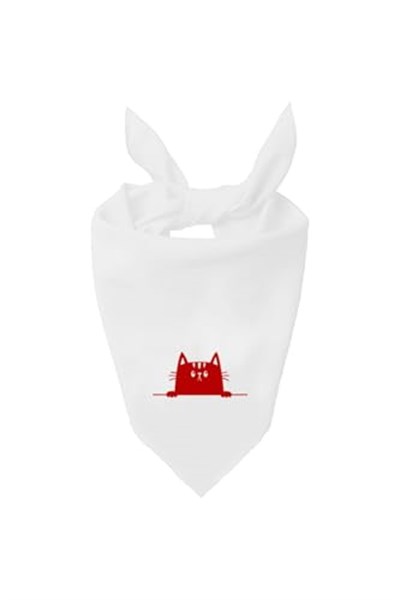 Kare Masum Kedi Tasarım Tek Renk Fular