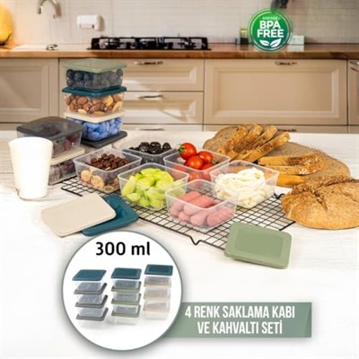 Kare Şekilli Mini Saklama Kabı Küçük Kapaklı Çok Renkli Pratik Amaçlı Kap Takımı Erzak Çerez Piknik Gıda Kabı Kahvaltılık Set (4)