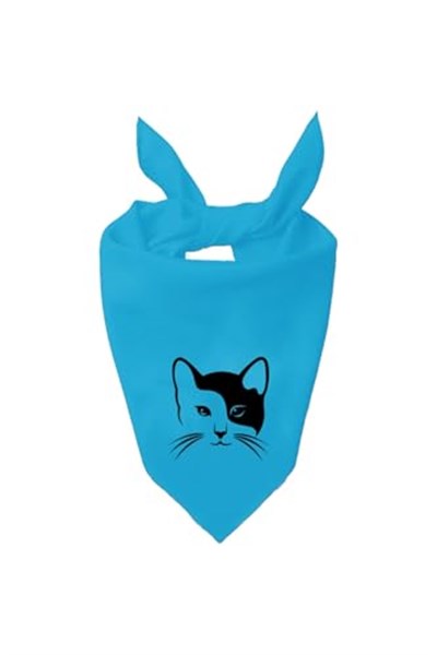 Kare Sevimli Kedi Tasarım Tek Renk Fular