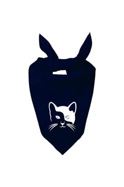 Kare Sevimli Kedi Tasarım Tek Renk Fular