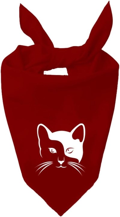 Kare Sevimli Kedi Tasarım Tek Renk Fular