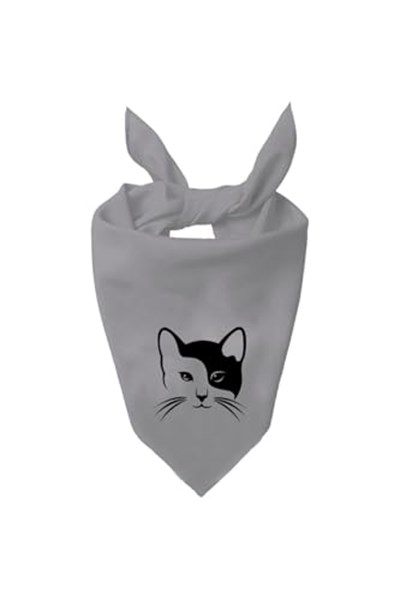 Kare Sevimli Kedi Tasarım Tek Renk Fular