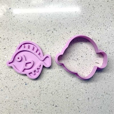 Karikatür Balık Kesici ve Damga Seti - Kil, Seramik ve Hamur Şekillendirme Kalıbı - 7.5 cm