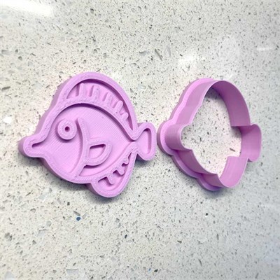 Karikatür Balık Kesici ve Damga Seti - Kil, Seramik ve Hamur Şekillendirme Kalıbı - 7.5 cm