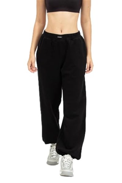 KARL LAGERFELD Kadın Essential Cuffed Joggers, Black Essential Logolu Manşetli Joggers