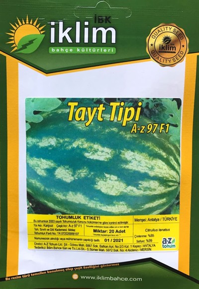 Karpuz Hibrit A-Z-97 F1 Oval (Tayt) Tipi - 20 Adet Tohumluk