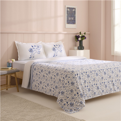 Kaşmir Home Belina %100 Pamuk Nevresim Takımı İndigo