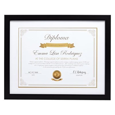 Kate & Milo Diploma Çerçevesi, Klasik Belge ve Sertifika Ekran Çerçevesi, Beyaz Mat Siyah, Mezun Hediye Fikirleri, Duvar veya Masa Üstü Çerçeve