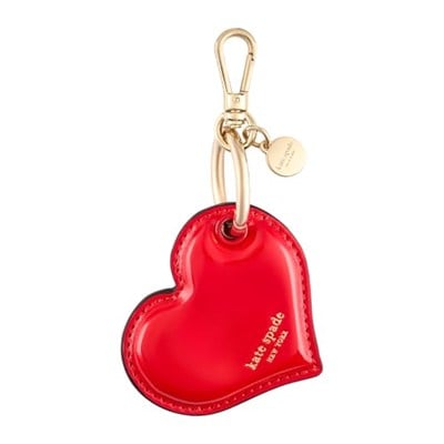 kate spade new york AirTag Charm Anahtarlık - Çantalar, Bagajlar, Anahtarlar ve Daha Fazlası için Lüks Altın Yüzük Klipsli Kalp Şekilli AirTag Tutucu - Klasik Kırmızı