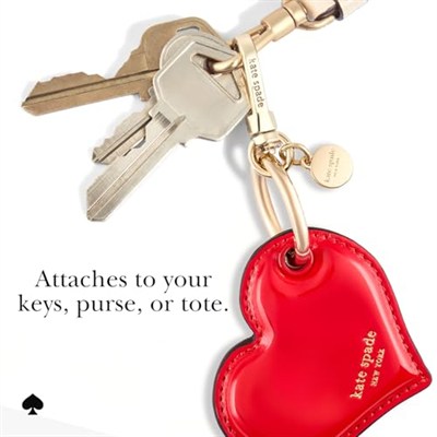 kate spade new york AirTag Charm Anahtarlık - Çantalar, Bagajlar, Anahtarlar ve Daha Fazlası için Lüks Altın Yüzük Klipsli Kalp Şekilli AirTag Tutucu - Klasik Kırmızı