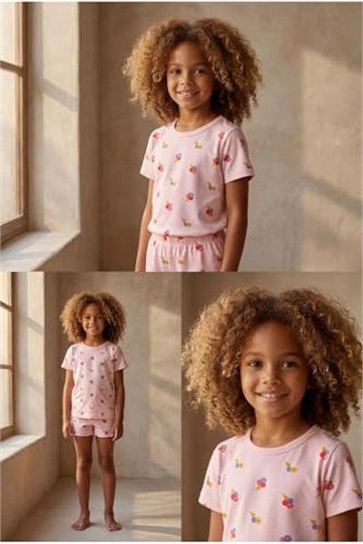 Katia & Bony Kız Çocuk Floral Outburst Dondurma Desenli Paketli Şortlu Pijama Takımı, 12612K2018 - Seçenekler: 2-3 Yıl, 4-5 Yıl, 6-7 Yıl, 8-9 Yıl, 10-11 Yıl, 12-13 Yıl