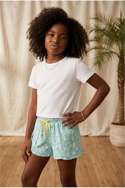 Katia & Bony Kız Çocuk Sea La Vie Palmiye Desenli Şortlu Pijama Takımı, 12612K2011 - Seçenekler: 2-3 Yıl, 4-5 Yıl, 6-7 Yıl, 8-9 Yıl, 10-11 Yıl