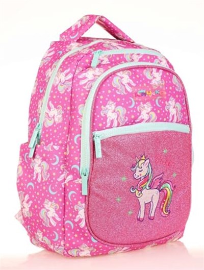 Kaukko Kids Simli Nakışlı Unicorn Pembe Kız Çocuk Okul Sırt Çantası