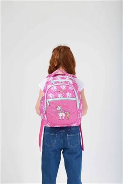 Kaukko Kids Simli Nakışlı Unicorn Pembe Kız Çocuk Okul Sırt Çantası
