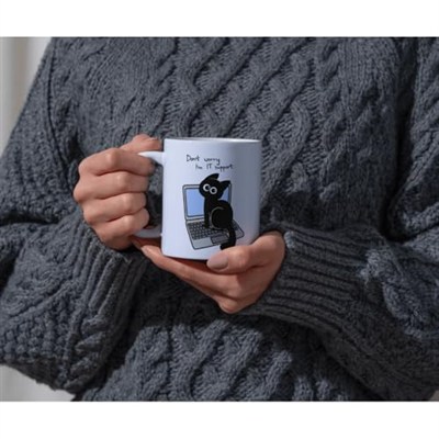 Kedi Baskılı Komik Kupa Bardak IT Support Hediyelik Çay Kahve Kupası Coffee Mug