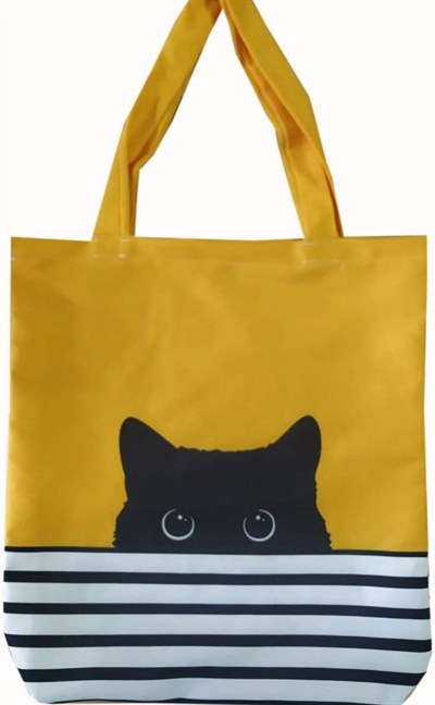 Kedi Desenli Plaj Çantası