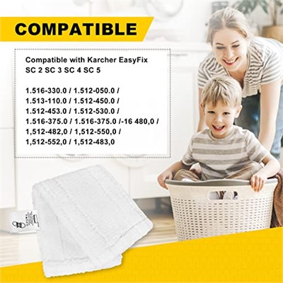 KEEPOW Kärcher EasyFix SC 2, SC 3, SC 4, SC 5 zemin başlığı ile uyumlu 5 mikrofiber bez seti