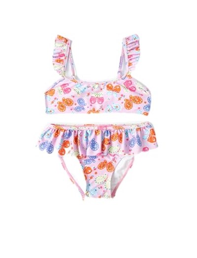 Kelebekli Bikini Seti 2 Parça Fırfırlı Çapraz Askılı
