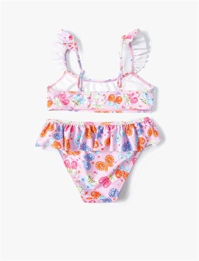 Kelebekli Bikini Seti 2 Parça Fırfırlı Çapraz Askılı