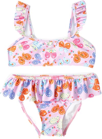 Kelebekli Bikini Seti 2 Parça Fırfırlı Çapraz Askılı
