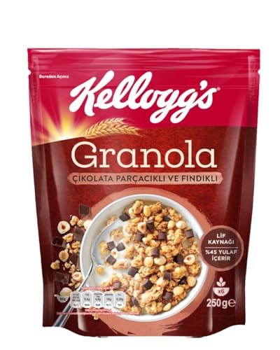 Kellogg’s 3’lü Granola Paketi,Çikolata Parçacıklı Fındık,Karışık Meyveli,Antep Fıstıklı Beyaz Çikolata