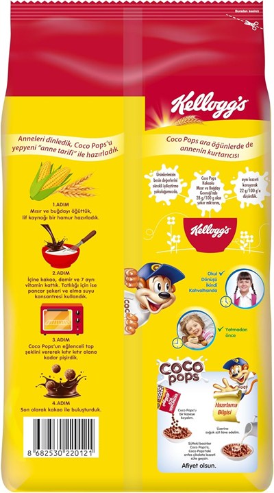 Kelloggs Coco Pops Çikolatalı Buğday ve Mısır Gevreği 700 gr, Lif, Demir ve 6 Vitamin Kaynağı, %100 Pancar Şekeri, D vitamini, Kalsiyum, Folik Asit ve Demir İçerir