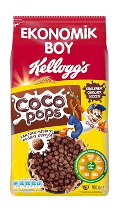 Kelloggs Coco Pops Çikolatalı Buğday ve Mısır Gevreği 700 gr, Lif, Demir ve 6 Vitamin Kaynağı, %100 Pancar Şekeri, D vitamini, Kalsiyum, Folik Asit ve Demir İçerir