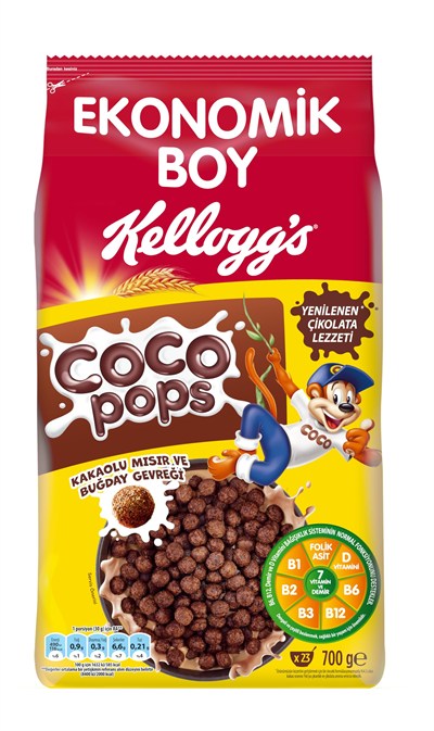 Kelloggs Coco Pops Çikolatalı Buğday ve Mısır Gevreği 700 gr, Lif, Demir ve 6 Vitamin Kaynağı, %100 Pancar Şekeri, D vitamini, Kalsiyum, Folik Asit ve Demir İçerir