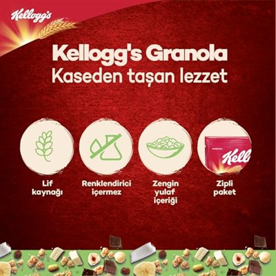 Kelloggs Granola Beyaz Çikolatali & Antep Fıstikli 300 Gr,%46 Yulaf içerir,Lif Kaynağı,Antioksidan içerir,Kahvaltılık Gevrek,Müsli