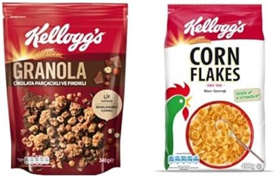 Kelloggs Granola Çikolata Parçacıklı ve Fındıklı 340 Gr & Corn Flakes 400 Gr