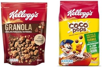 Kelloggs Granola Çikolata Parçacıklı ve Fındıklı 340 Gr & Coco Pops Çikolatalı Buğday ve Mısır Gevreği 450 Gr