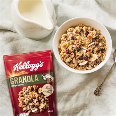 Kelloggs Granola Karışık Meyveli 340 Gr x 5 Adet,%45 Yulaf içerir, Lif Kaynağı,%20 Kurutulmuş Meyve